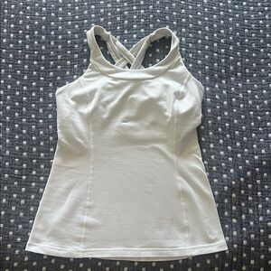 Lululemon Athletica White Cross-Back Tank Top